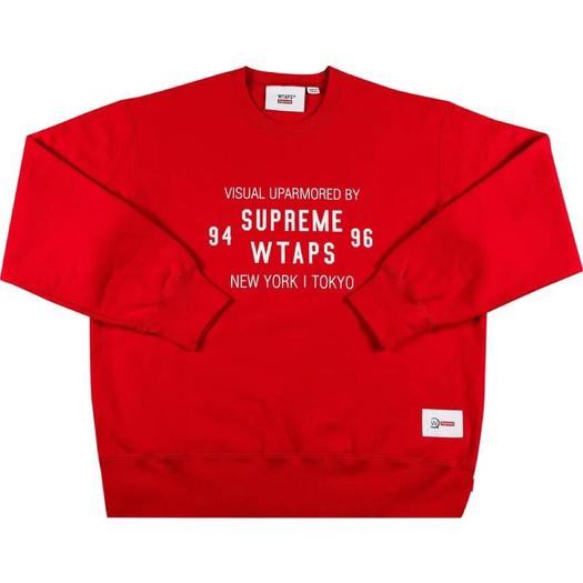 Свитшот мужской Supreme x WTAPS Crewneck с принтом, красный