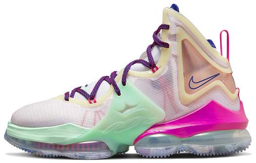 Кроссовки Nike LeBron 19, белый/светло-зеленый/фуксия