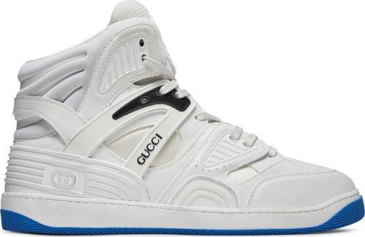 Кроссовки Gucci Basket High Sneaker White Blue, белые