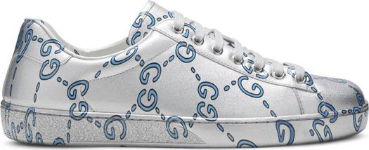 Кроссовки Gucci Ace Low GG Monogram, серебряный