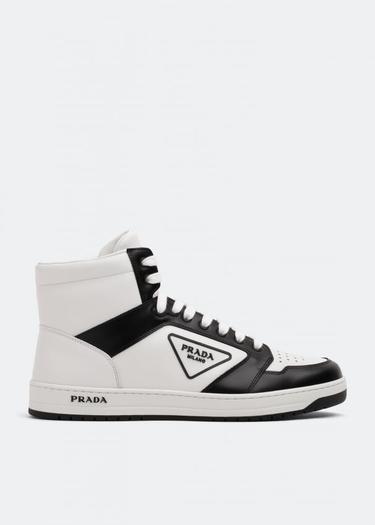 Кроссовки PRADA Leather sneakers, белый
