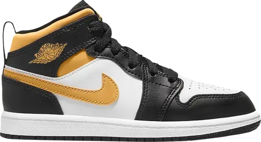 Кроссовки Air Jordan 1 Mid PS Black University Gold, белый