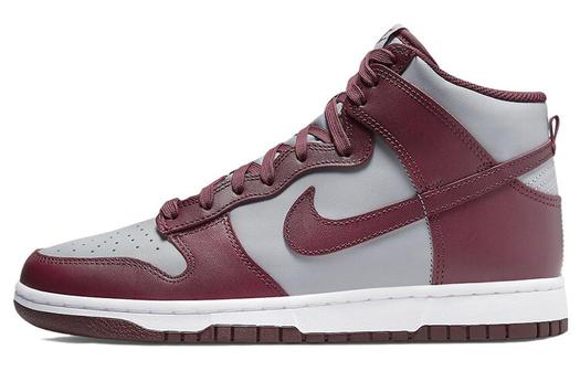 Кроссовки Nike Dunk High Retro, светло-серый/бордовый