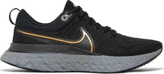 Кроссовки Nike React Infinity Run Flyknit 2 'Black Metallic Gold', черный