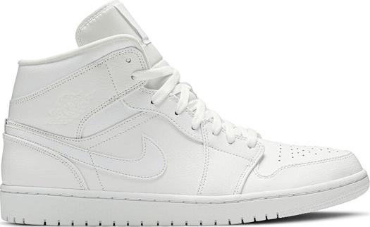 Кроссовки Air Jordan 1 Mid Triple White, белый