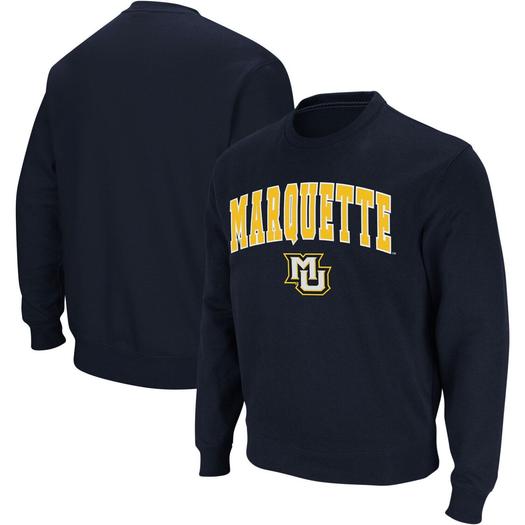Мужской темно-синий свитшот с круглым вырезом Marquette Golden Eagles Arch & Logo Colosseum