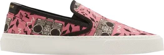 Кроссовки Saint Laurent Venice Slip-On Radio Print, розовый