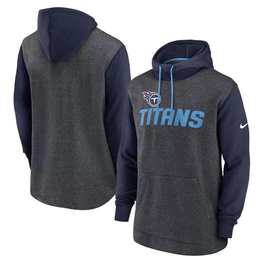 Мужской пуловер с капюшоном Nike Heathered Charcoal/темно-синий Tennessee Titans Surrey Legacy