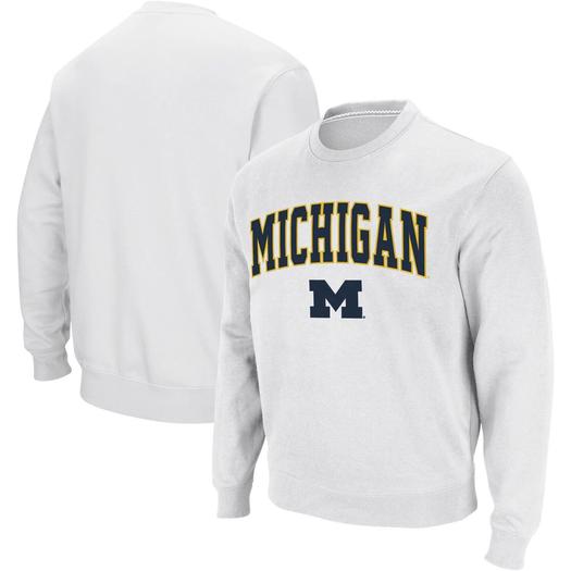Мужской белый свитшот с круглым вырезом Michigan Wolverines Arch & Logo Colosseum