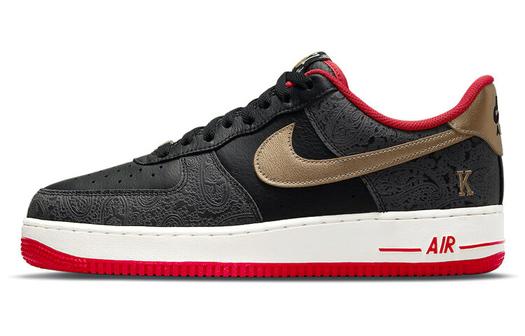 Кроссовки Nike Air Force 1, с низкими лопатками, черный/золотой