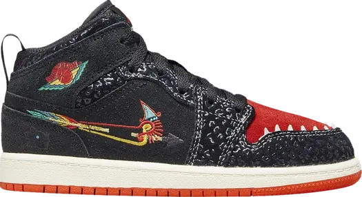 Кроссовки Air Jordan 1 Mid SE PS SiEMPRE Familia, черный