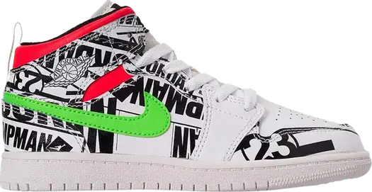 Кроссовки Air Jordan 1 Mid PS All Over Logos, белый