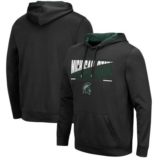 Мужской черный пуловер с капюшоном Michigan State Spartans Slash Stack 2.0 Colosseum