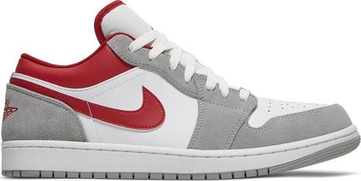 Кроссовки Air Jordan 1 Low SE Light Smoke Grey Gym Red, белый