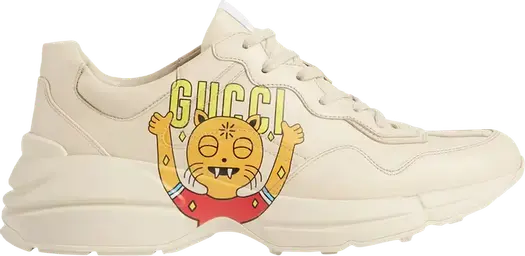Кроссовки Gucci Rhyton Cat Print, кремовый