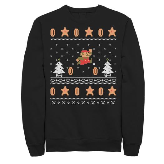 Мужской свитшот Nintendo Super Mario Christmas Coins Pixels Licensed Character, черный