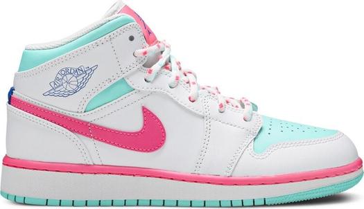 Кроссовки Air Jordan 1 Mid GS Digital Pink, белый