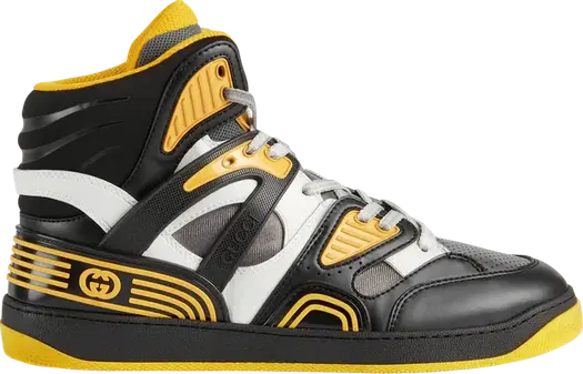 Кроссовки Gucci Basket High Black Demetra Yellow, черные