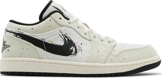Кроссовки Air Jordan 1 Low Brushstroke Swoosh - Paint Splatter, белый