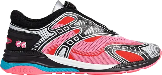 Кроссовки Gucci Ultrapace R Mismatched, неоновые розово-желтые