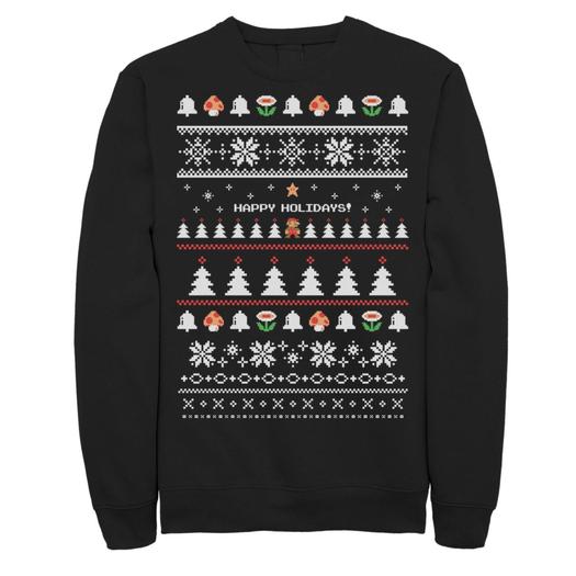 Мужской свитшот Nintendo Super Mario Happy Holidays Pixels Licensed Character