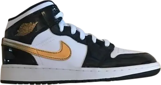 Кроссовки Air Jordan 1 Mid SE GS Black Gold, черный