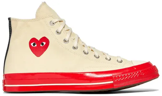 Кроссовки Converse Comme des Gar?ons Play x Chuck 70 High Pristine Red, кремовый
