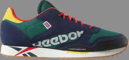 Кроссовки classic leather ripple altered 'green red' Reebok, зеленый