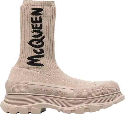 Кроссовки Alexander McQueen Knit Tread Slick Boot Beige Graffiti, коричневый