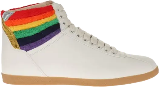 Кроссовки Gucci Lace Up High Top Rainbow Heel Collar, белый
