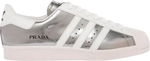 Кроссовки Adidas Prada x Superstar 'Silver Metallic', серебряный