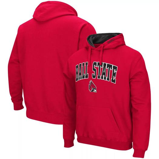 Мужской пуловер с капюшоном Cardinal Ball State Cardinals Arch и логотипом Colosseum
