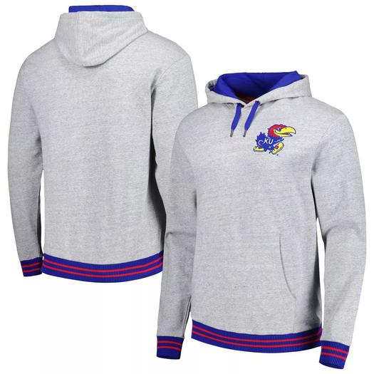 Мужской пуловер с капюшоном Mitchell & Ness Heather Grey Kansas Jayhawks