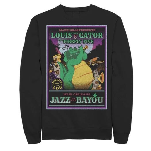 Мужской свитшот с плакатом Disney Princess And The Frog Louis Rockadile Licensed Character