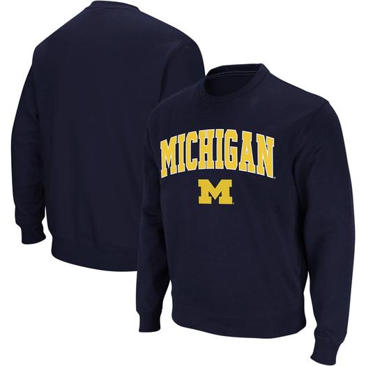 Мужской темно-синий свитшот с круглым вырезом Michigan Wolverines Arch & Logo Colosseum