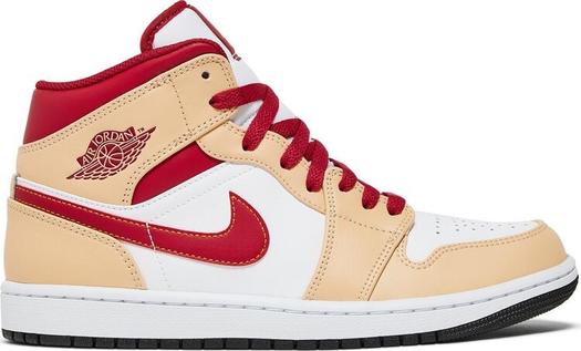 Кроссовки Air Jordan 1 Mid Light Curry Cardinal Red, коричневый