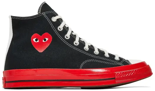 Кроссовки Converse Comme des Garçons Play x Chuck 70 High Black Red, черный