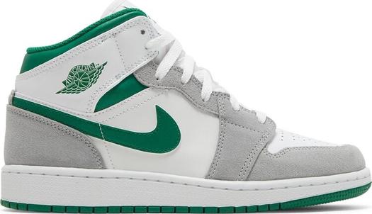 Кроссовки Air Jordan 1 Mid SE GS Grey Pine Green, белый