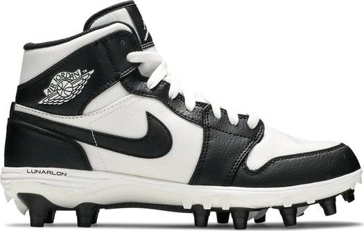 Кроссовки Jordan 1 Mid TD Cleat Black White, черный