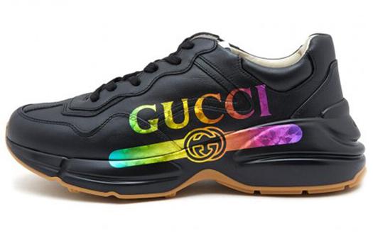 Кроссовки Gucci Rhyton Iridescent Logo, низкий верх, платформа