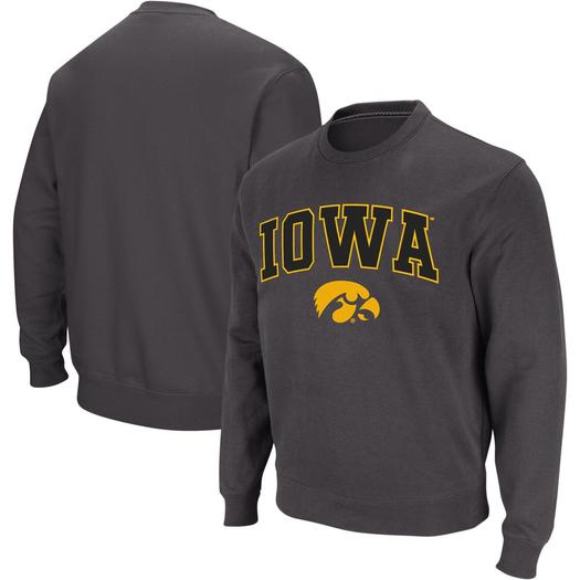 Мужской темно-серый свитшот с круглым вырезом Iowa Hawkeyes Arch & Logo Colosseum