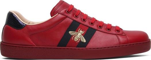 Кроссовки Gucci Ace Embroidered Red Bee, красный
