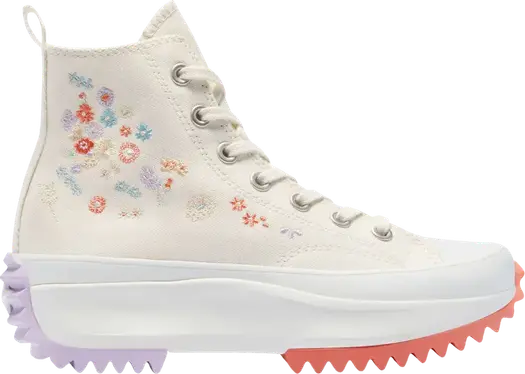 Кроссовки Converse Run Star Hike Platform High Embroidered Floral - Egret, кремовый