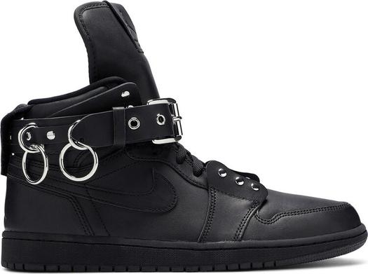 Кроссовки Comme des Garçons x Air Jordan 1 Retro Strap High Black, черный