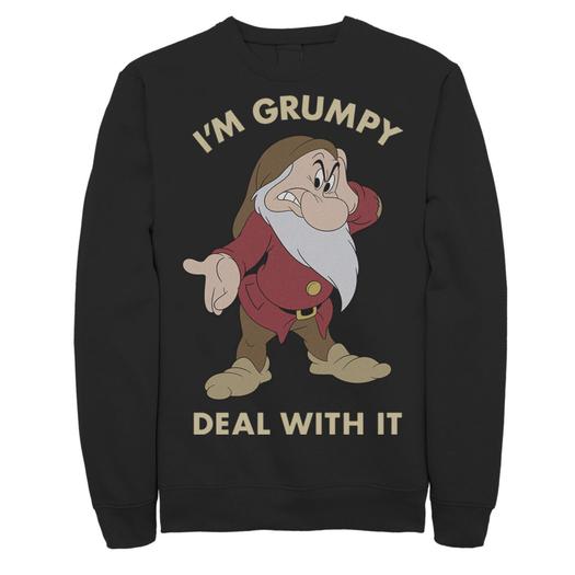 Мужской свитшот с портретом Disney Snow White I'm Grumpy Deal With It Licensed Character