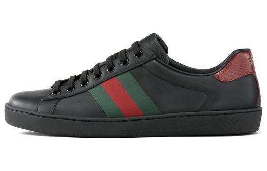 Кроссовки Gucci Ace Skateboarding, кожа, змеиная кожа, черный/темно-красный/темно-зеленый