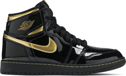 Кроссовки Air Jordan 1 Retro High OG GS Black Metallic Gold, черный