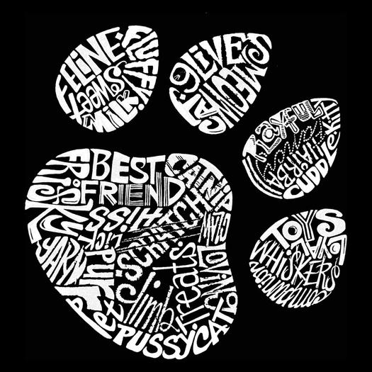 Cat Paw — мужской свитшот с круглым вырезом с рисунком Word Art LA Pop Art