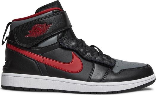 Кроссовки Air Jordan 1 High FlyEase Smoke Grey Gym Red, черный