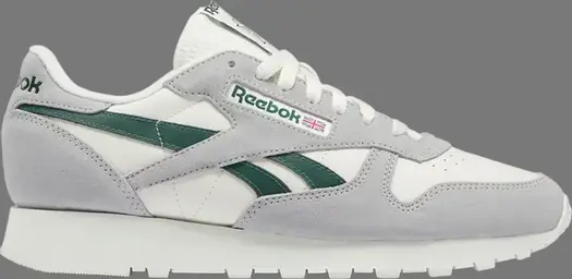 Кроссовки classic leather 'pure grey dark green' Reebok, серый